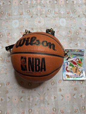 Wilson Orange NBA Basketball Crossbody Bag with Gold Hardware